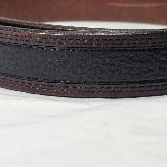 Allen Edmonds Men 42 Belt Black and Brown Leather Made In USA Casual Dress 99701 - Picture 7 of 8